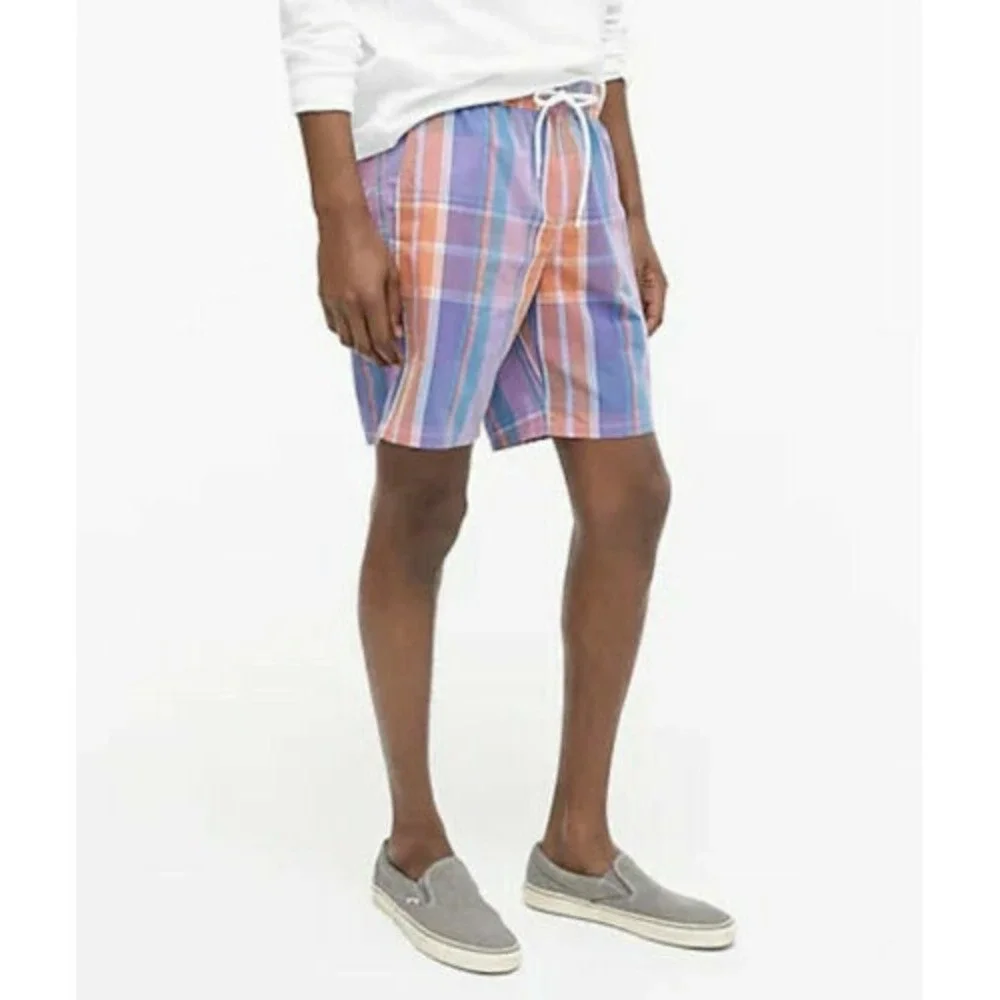 J‎ Crew NEW Mens Size Small Yarn Dyed Plaid Swim Trunks 8